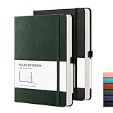 Notizbuch Liniert A5 Notebook 2er pack - RETTACY Hardcover mit 2 kostenlosem Haftnotizen-Teiler, 384 linierte nummerierte Seiten, 100 g/m² Papier, 1 Rückentasche, Stifthalterschlaufe,14,8 * 21,3 cm