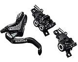 Magura Fahrradbremse MT Trail Sport 1-Finger HC-Hebel Links/rechts verwendbar Set bestehend aus Zwei Bremsen für Vorderrad 4 und Hinterrad 2 Kolben, schwarz, One Size, 2701389