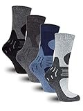 Frostfighter Herren Thermosocken (6x Paar) Winter Ski Vollfrottee Innenfutter, Schwarz Blau Grau, 43-46