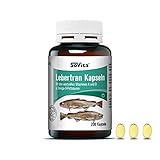 Lebertran Kapseln | Mit den wertvollen Vitaminen A, D und Omega-3-Fettsäuren | Nahrungsergänzungsmittel | 200 Kapseln