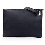 BAIGIO Abendtasche Damen Handtasche PU Leder Handgelenktasche Clutch Tasche mit Handschlaufe für Party Wedding Reise (Schwarz)