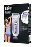 Braun Silk-épil Lady Shaver, Damenrasierer elektrisch, 3-in-1 Elektrischer Rasierer, Trimmer- und Peeling-System, Wet&Dry, Geschenk Frau, 5560, lila