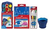 Faber-Castell 125020 - Farbkasten CONNECTOR mit 24 Farben, inklusive Deckweiß, Pinselfach und Namensfeld, blau, 1 Stück (Komplett - Set)