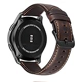 MroTech Lederarmband kompatibel für Samsung Galaxy Watch 46mm, Gear S3 Frontier, S3 Classic, Huawei Watch 2 Classic, Huawei Watch GT Ersatzband 22mm Armband echtes Leder Uhrenarmband - Kaffee