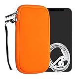 kwmobile Handytasche für Smartphones XL - 6,7/6,8' - Neopren Handy Hülle Neon Orange - Handy Tasche 17,2 x 8,4 cm Innenmaße