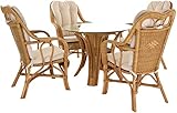 Krines Home Rattan Wintergartenset Harrison Wintergarten Garnitur Natur Rattanset Rattangruppe Rattanmöbel Honig Dunkel