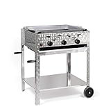 LAG Gasbräter 11kW 3-flammiger Edelstahl-Brenner fahrbar mit Stahlpfanne Gasgrill Gastrobräter Profigrill Verein