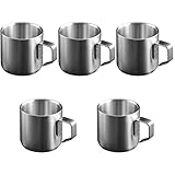 BESTonZON Dekorativ Outdoor mit Griff Tassen Metall Haushalt Wandern Camping Isoliert Picknick Bier Silber Kaffeebecher Edelstahl Tasse Küche Frühstück Vakuum Ml Milch Wall