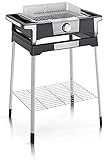 SEVERIN SENOA BOOST S Elektrogrill mit Standuntergestell, Standgrill mit schnellem Grillstart bis 500 °C, Balkon Grill mit SafeTouch-Oberfläche, Edelstahl/Schwarz, PG 8117