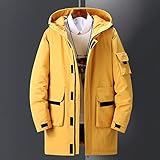 Gerfrwet Wärmejacken Coat Lange Daunenjacke Herren Große Tasche Warmer Daunenmantel Herren Dicke Oberbekleidung Mäntel Herren Winddicht Schnee Parkas XL Tk059Gelb