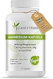 plantrition Magnesium Kapseln 100 mg elementares Magnesiumglycinat pro Kapsel - Magnesium-Bisglycinat hochdosiert - 120 Vegane Kapseln