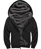 SwissWell Herren Kapuzenjacke Camo BlauHoodie Zipper Coat Fleece Classic Jacke (Schwarz-1, 2XL)