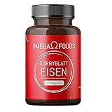 Curryblatt Eisen - Eisen Kapseln - 120 Kapseln natürliches Eisen aus Curryblättern - veganes Eisen - 15mg Eisen pro Tagesdosierung - Curryblätter