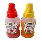 Squirt -Flaschen für Saucen, 2 Stücke Mini Ketchup -Flaschen, 25 ml nachfüllbare Tomaten Ketchup Squeeze Container Flasche, Plastik tragbarer, quetschierbarer Squirt -Gewürze Gläser für Kinder