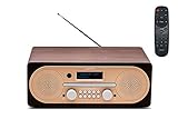 Smith-Style Saturn DAB Radio mit Bluetooth Stereo Digitalradio mit Fernbedienung & Doppelter Lautsprecher (DAB+, UKW, CD-Player, Bluetooth, AUX) - Braun