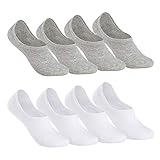 Falechay Füßlinge Damen Sneaker Socken Herren Sneakersocken Fusslinge Frauen 8 Paar Invisible weiß grau 39-42