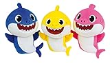 Baby Shark Plüschtier Hai Baby Shark Gelb, Mama, Rosa und Papa, Blau, +/-20 cm, 3 Stück