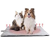 Toozey Selbstheizende Decke für Katzen & Hunde, Wärmedecke für Katzen & Hunde, Weich und Komfortabel, Waschbar, Größe 90*65 cm Wärmematte für Haustiere, Katzendecke, Hundedecke, Hellgrau