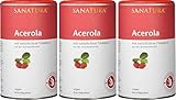 Sanatura Acerola – 3 x 175 g Acerola Pulver – natürliches Vitamin C hochdosiert – aus der Acerolakirsche – einfache Anwendung – sehr ergiebig – vegan