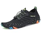 SAGUARO Erwachsene Badeschuhe Wasserschuhe Schwimmschuhe Aquaschuhe Strandschuhe Barfußschuhe für Herren Damen, Schwarz 39 EU