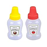 Firulab Mini-Ketchup-Flasche | 2 Stück 25 ml Salatdressing-Behälter Tomaten-Ketchup-Gewürz-Quetschflaschen für Saucen-Sirup | Tragbare Gewürzgläser für Bento-Boxen für Kinder und Erwachsene