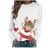 Generic Sweatshirt Pulli Langarmshirt Festlich Übergröße Batik Karikaturdruck Pullover Schneeflocke Farbblock Winterjacke Kawai Trainingsanzug Sweatjacke Schneemann Sportjacke Lose Letter Drucken