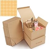 Belle Vous Geschenkboxen Kraftpapier Braun (10 Stk) – Karton Schachteln 20x 20x 10cm – Pappschachteln mit Deckel Einfach Aufzubauen – Geschenkbox Quadratisch für Geschenke, Party, Geburtstag, Hochzeit