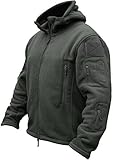 TACVASEN Herren Fleecejacke Military Outdoor Winddichte Jacke mit Kapuze- Gr. M, Grau