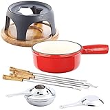 Rosenstein & Söhne Fondue Set: Käsefondue-Set aus emailliertem Gusseisen, Ø16 cm (Käsefondue Topf)