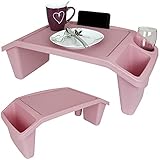 Bett Serviertablett Kunststoff mit Farbwahl Betttablett Laptoptisch Frühstückstablett Laptop Tablett PC Ständer Betttisch (Rosa)