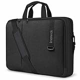 Inateck 15.6 Zoll Laptoptasche Hülle 15 Zoll Schultertasche Aktentasche Multifunktionale Stoßfeste Schulter-Umhängetasche Handtasche mit Gepäckgurt und Schutzstreifen