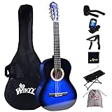 Winzz Konzertgitarre 4/4 Anfänger Set - 39 Zoll Klassische Gitarre Kit mit Nylonsaiten für Erwachsene, Kinder ab 10+ Jahre, Blau