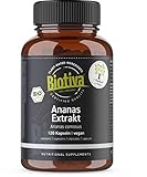 Biotiva Bio Ananas Extrakt 120 Kapseln - 500mg - Bromelain - natürliches Ananasenzym - vegan - Abgefüllt und kontrolliert in Deutschland (DE-ÖKO-005)