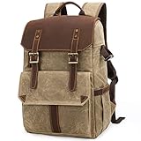 Kamera-Rucksack, Foto-Rucksack, wasserdicht, große Kapazität, gewachst, Leinen, Rucksack, Outdoor-Kameratasche, khaki