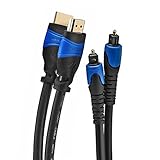 deleyCON 1x 2m HDMI Kabel + 1x 2m Toslink Kabel als Set - Digitales Optisches Audiokabel - UHD 4K HDR 3D 1080p 2160p ARC