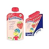 FruchtZwerge Bio Quetschbeutel Apfel-Erdbeere + Gerste + Joghurt 6er Pack, 540 g