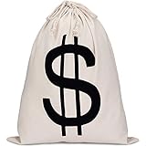 Boao 40 x 50 cm Geld Sack Dollar Zeichenbeutel Geld Sack mit Dollar Symbol für Spielzeug Gefallen Cosplay Thema Party