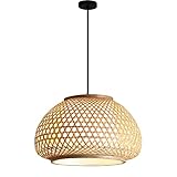 taimowei Kreativer Bambus Anhänger Lampe Handgewebte Bambus Kronleuchter Chinesischer Esszimmer Dekorative Lampe E27 Höhenverstellbares Hanglampe Wohnzimmer Küchenlampe/Diameter 50Cm