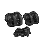 VODSEN Kinder Schutzausrüstung Set 6pcs Outdoor Sport Radfahren Ellenbogen Knieschoner Scooter Skateboard Verstellbarer Riemen Handgelenkschutz Atmungsaktiv ller Skating Praktisch (MBlack)