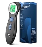 Fieberthermometer kontaktlos infrarot Stirnthermometer für Babys Erwachsene, digitales 2 in 1 Thermometer mit sofort Ablesung, Fieberalarm, LCD Anzeige, Speicherabruf mit genauer Zeit, schwarz