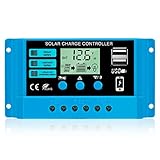 PAIRIER Solarkonverter 30A Solar Ladegerät Controller 12V/24V Solar regler Solar Laderegler und 5V Dual USB Port LCD Anzeige