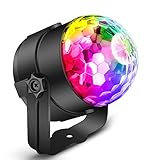 Discokugel,1 PACK Disco Party Lampe mit 7 Beleuchtung Form 3W RGB,360°Drehbares Discolicht mit USB-Kabel,ferngesteuerte und Saughalterung für Kindergeburtstag,Home Party,Schlafzimmerdekoration