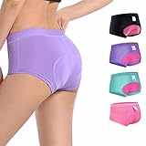 JTWMY Radunterhose Damen Gepolster 3D Gel Fahrradunterhose Damen Gepolster Stoßfest Atmungsaktive Schnelltrocknend Kurz Fahrradhose Radlerhose MTB Hose Radfahren Unterwäsche Für Mountainbike Purple-S