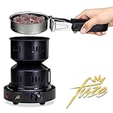 Fuze Kohlegrill Shisha Schwarz – tragbarer Kohlekorb mit Shisha Zange | 150cm Kabel Shisha Kohleanzünder | DAS Shisha Zubehör | Elektrischer Kohleanzünder Shisha Kohle | Kohlenanzünder | Shisha grill