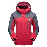 LHHMZ Damen Outdoor Winddichte Wanderjacken Leichte Atmungsaktive Softshell Casual Mäntel Walking Radfahren Skifahren Jacken mit Kapuze XL rot