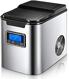 Eiswürfelmaschine Testsieger 14 kg pro Tag, 6 min Produktionszyklus, Ice Cube Maker mit 2L Wassertank u. Eiswürfelschaufel, Eiswürfelbereiter ohne Wasseranschluss (Schwarz)