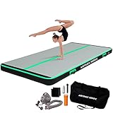 AirTrack Nordic Carbon 3m - 8m mit elektrischer Luftpumpe, aufblasbare Gymnastikmatte Zuhause, besten für Gymnastik & Cheerleading, 1.5m breit & 15cm dick air tracking matte, Air Track