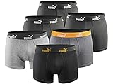 PUMA Herren Boxershort Limited Statement Edition 6er Pack - Anthracite-Black-Orange New - Gr. L