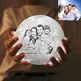 Personalisierte Fotomondlampe, personalisiertes Geschenk für Kinder, Ehefrau, Nachtlicht für Kinder, Freundin, Familie, individuelles Geschenk, Heimdekoration (zweifarbig, 10 cm)