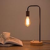 HAITRAL Industrielle Schreibtischlampe, Vintage Edison Bulb Tischlampe für Wohnheim, Büro, Schlafzimmer, Wohnzimmer,Schwarz